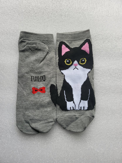 Ankle Sock with Whimsical Cartoon Cats