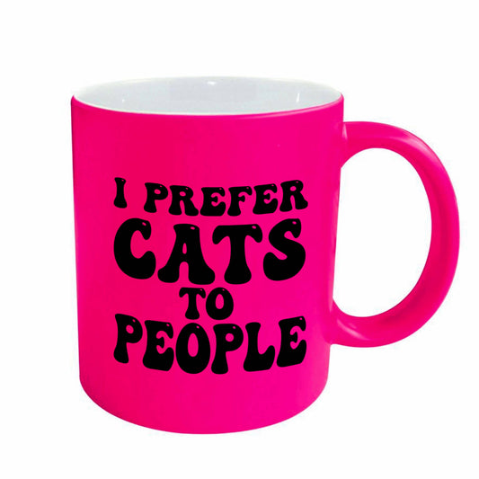 I Prefer Cats to People Neon Pink Mug