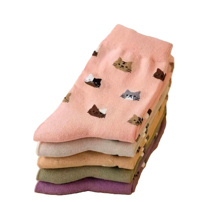 Short Sock with Cats Heads