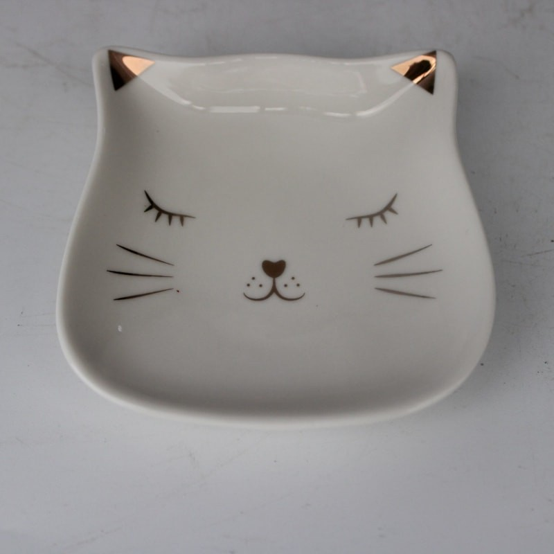 Ceramic Cat Face Trinket Disk