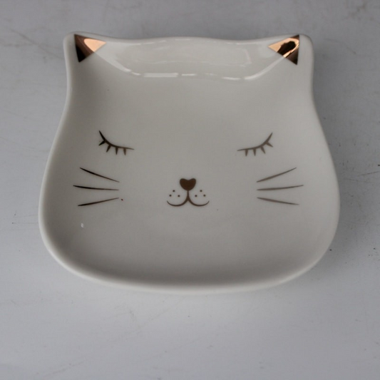 Ceramic Cat Face Trinket Disk