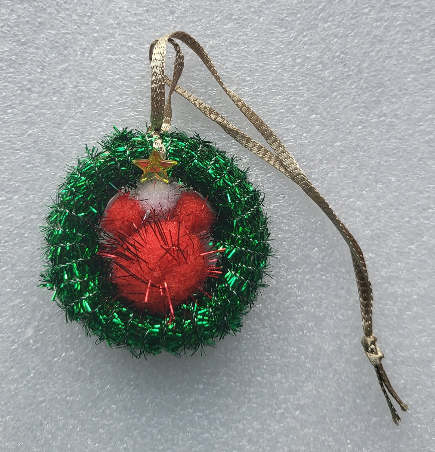 Hand Crafted Fluffy Green Tinsel Christmas Tree Decoration