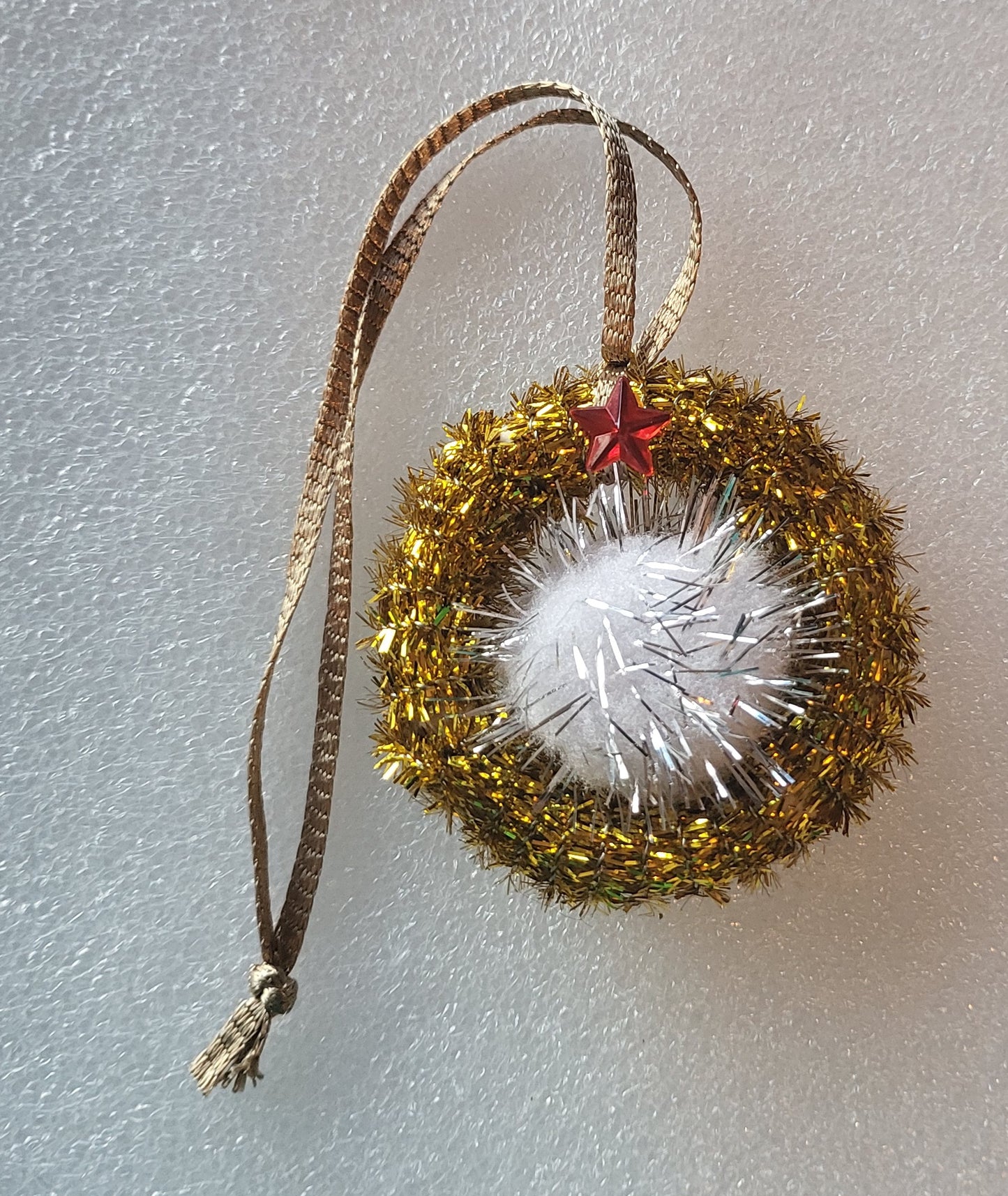 Hand Crafted Golden Tinsel Christmas Tree Decoration