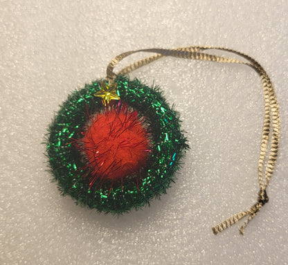 Hand Crafted Green Tinsel Christmas Tree Decoration