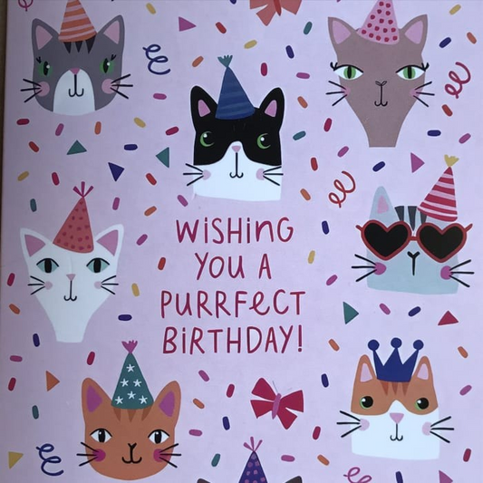 Greetings Card  Happy Birthday  Whishing you a Purrfect Birthday