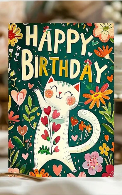 Greetings Card Cartoon Cat Birthday Card