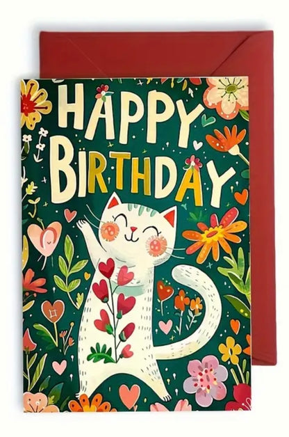 Greetings Card Cartoon Cat Birthday Card