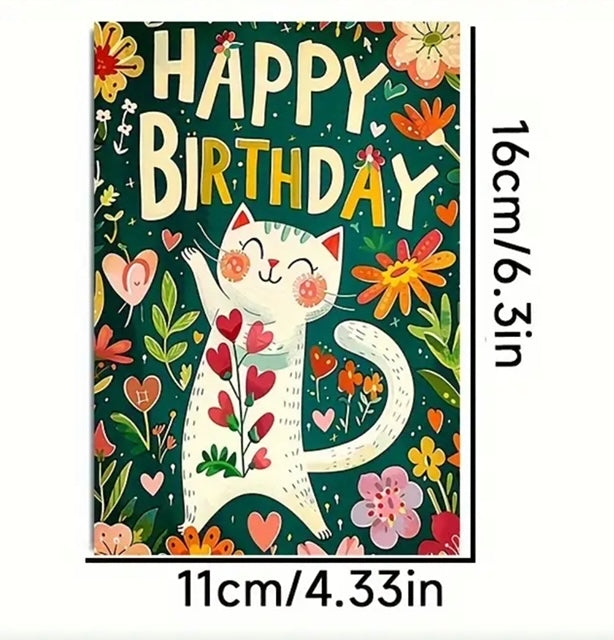 Greetings Card Cartoon Cat Birthday Card