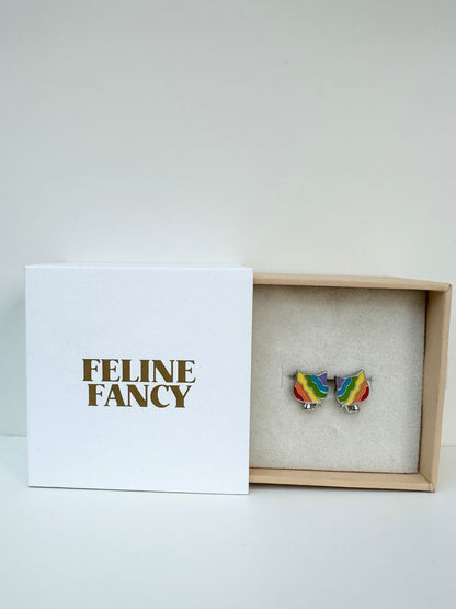 Feline Fancy Rainbow Cat Earrings