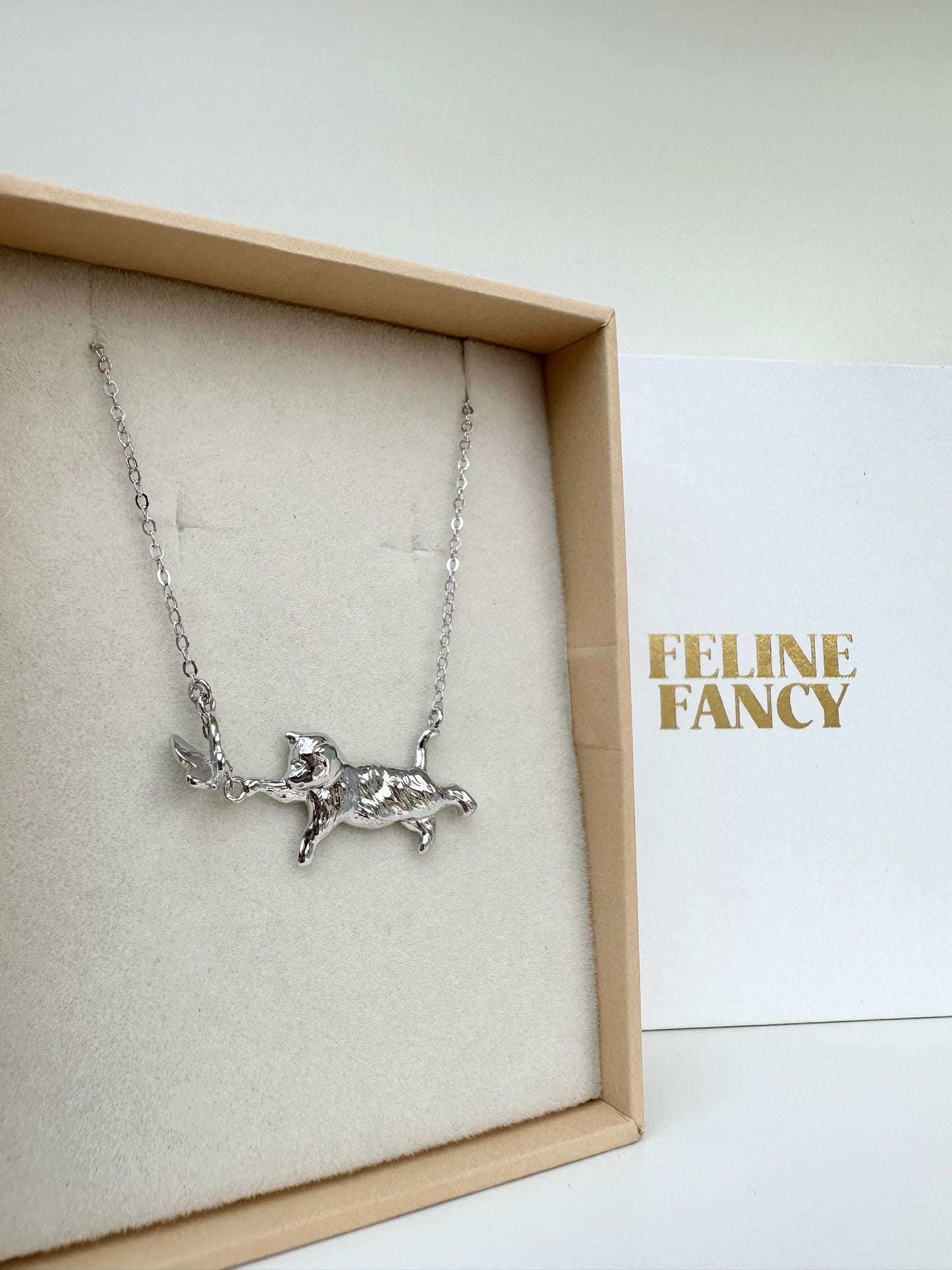 Feline Fancy Catch A Butterfly Necklace