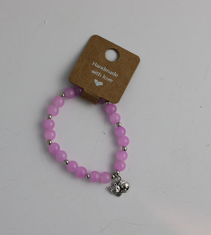 Medium Beaded Bracelet with Cat Charm