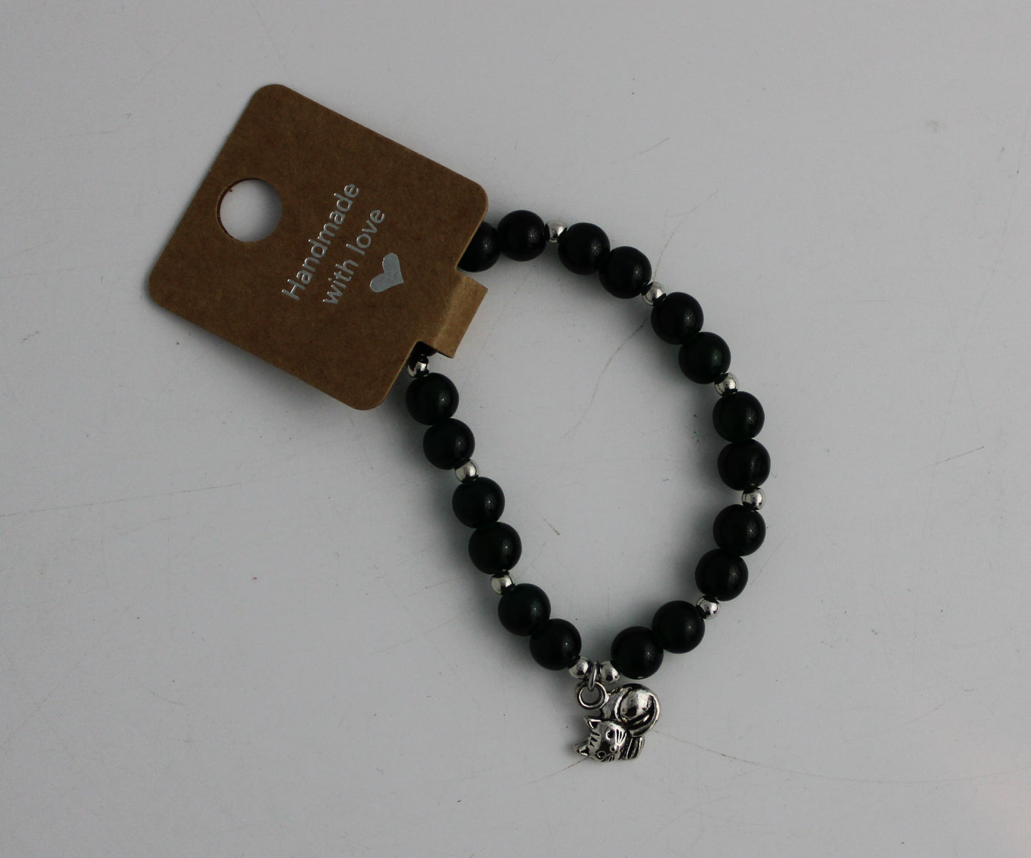 Medium Beaded Bracelet with Cat Charm