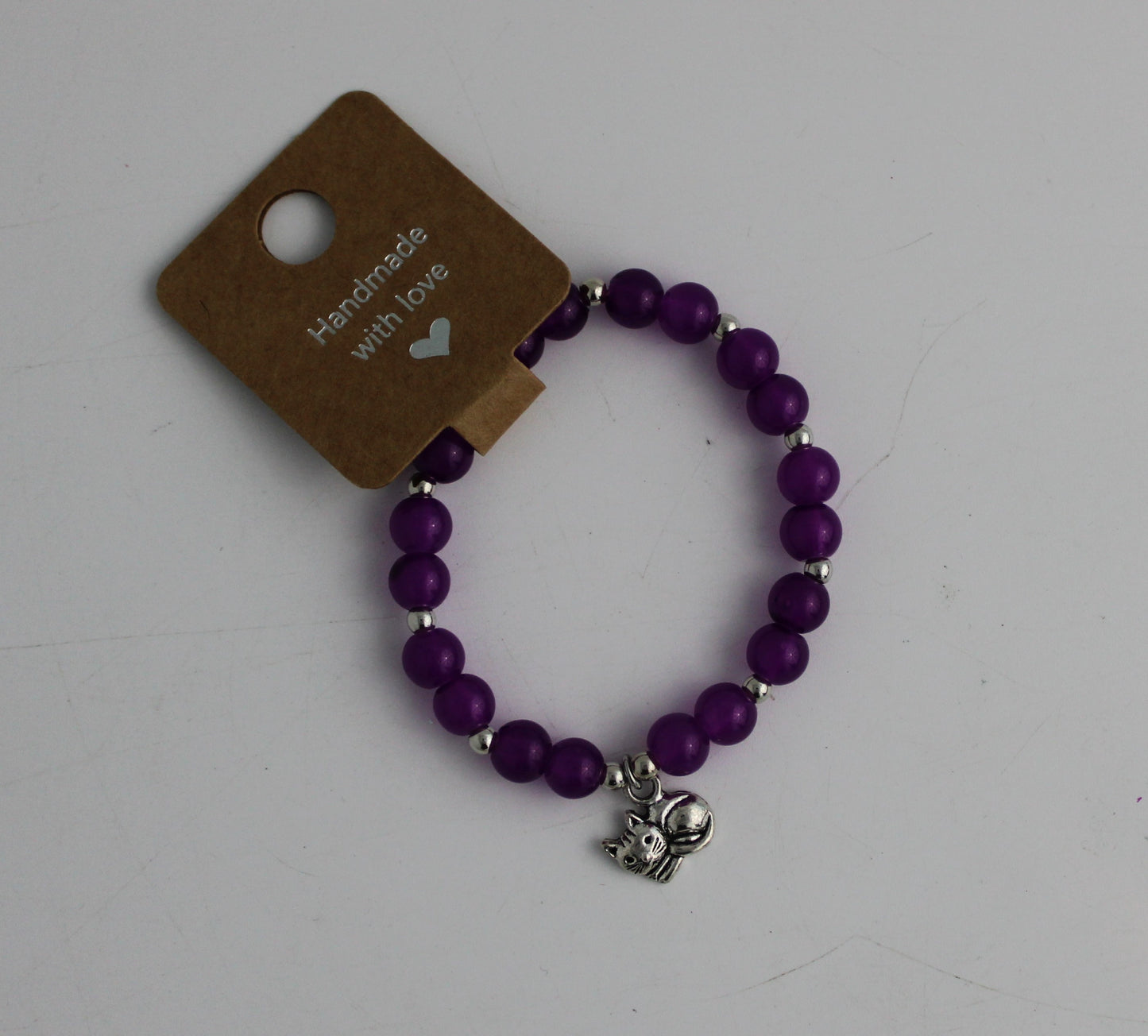 Medium Beaded Bracelet with Cat Charm