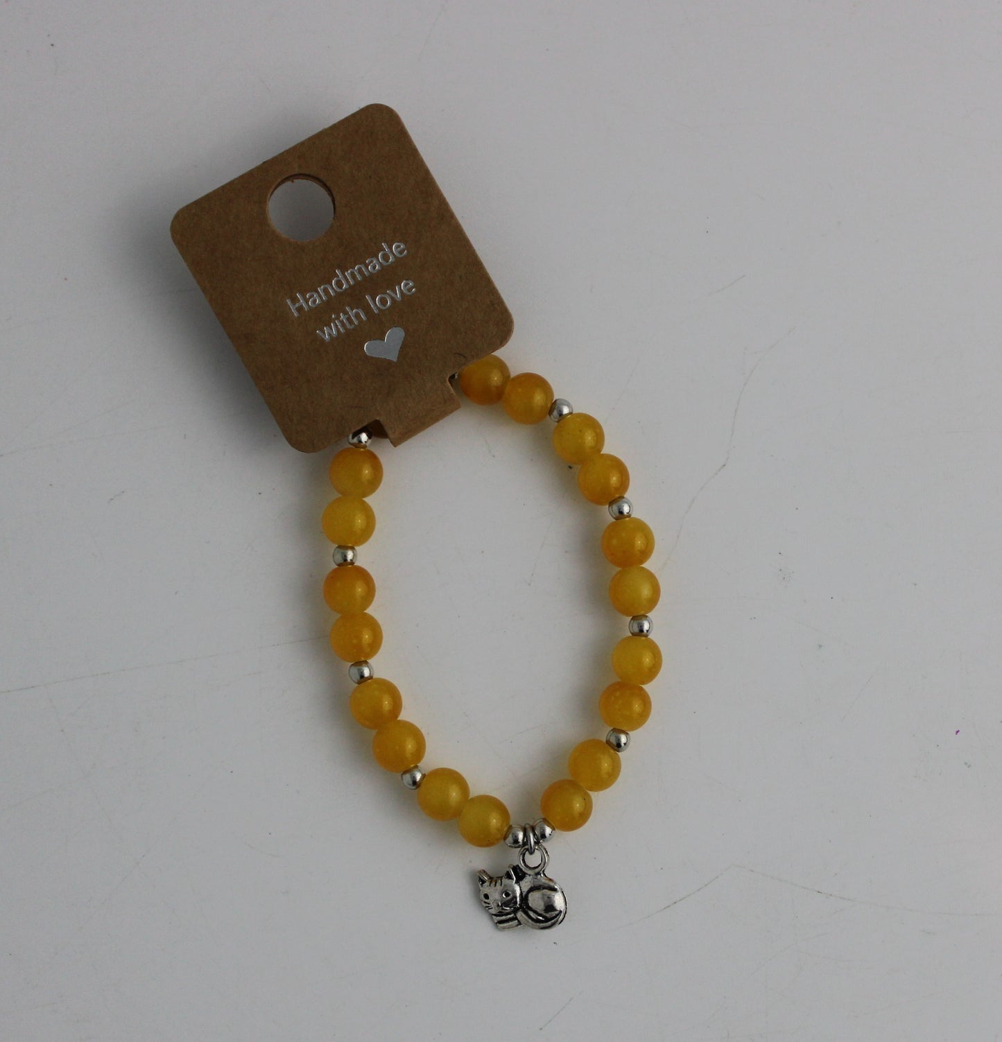 Medium Beaded Bracelet with Cat Charm