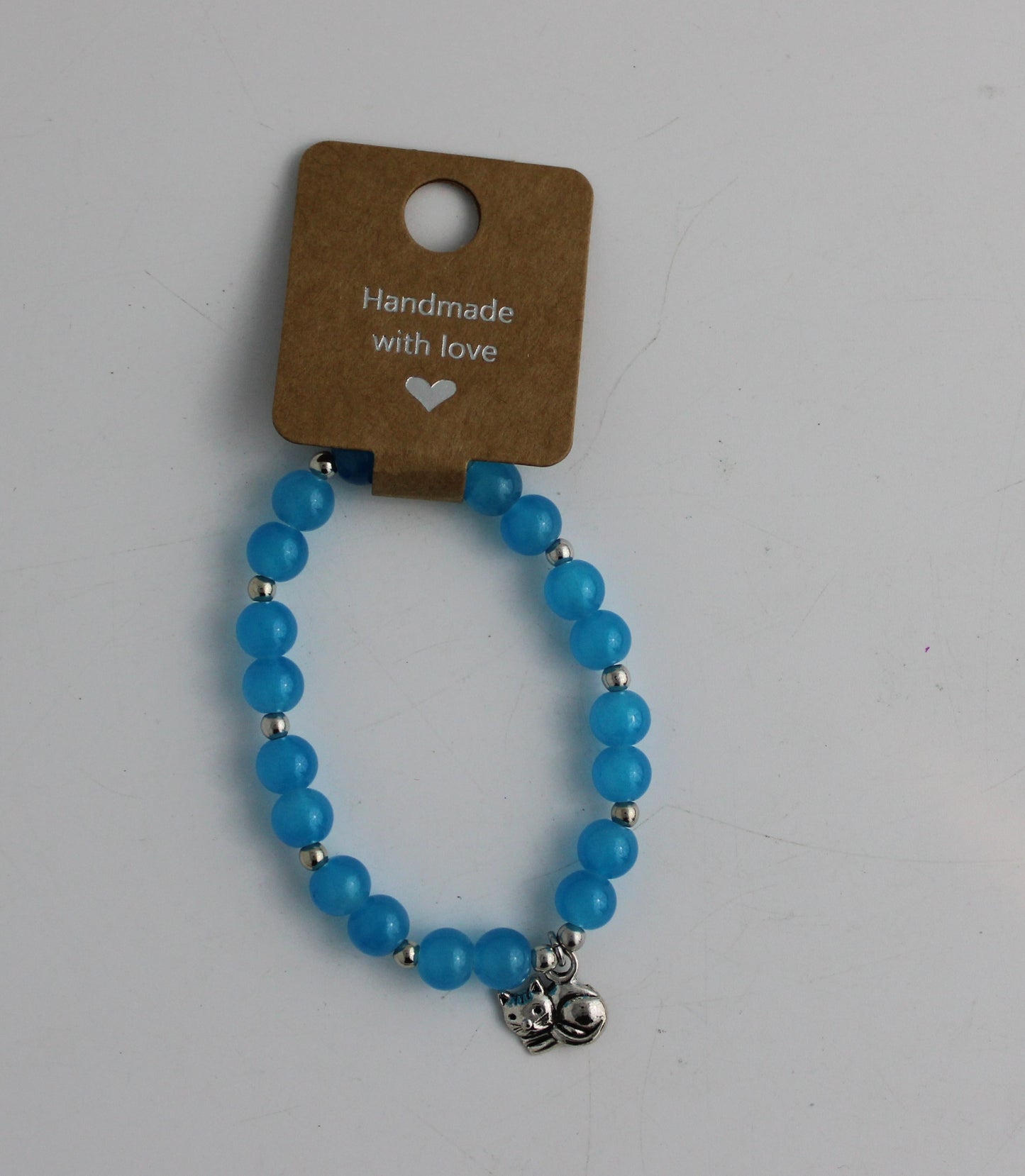 Medium Beaded Bracelet with Cat Charm