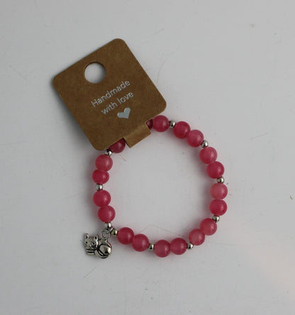 Medium Beaded Bracelet with Cat Charm