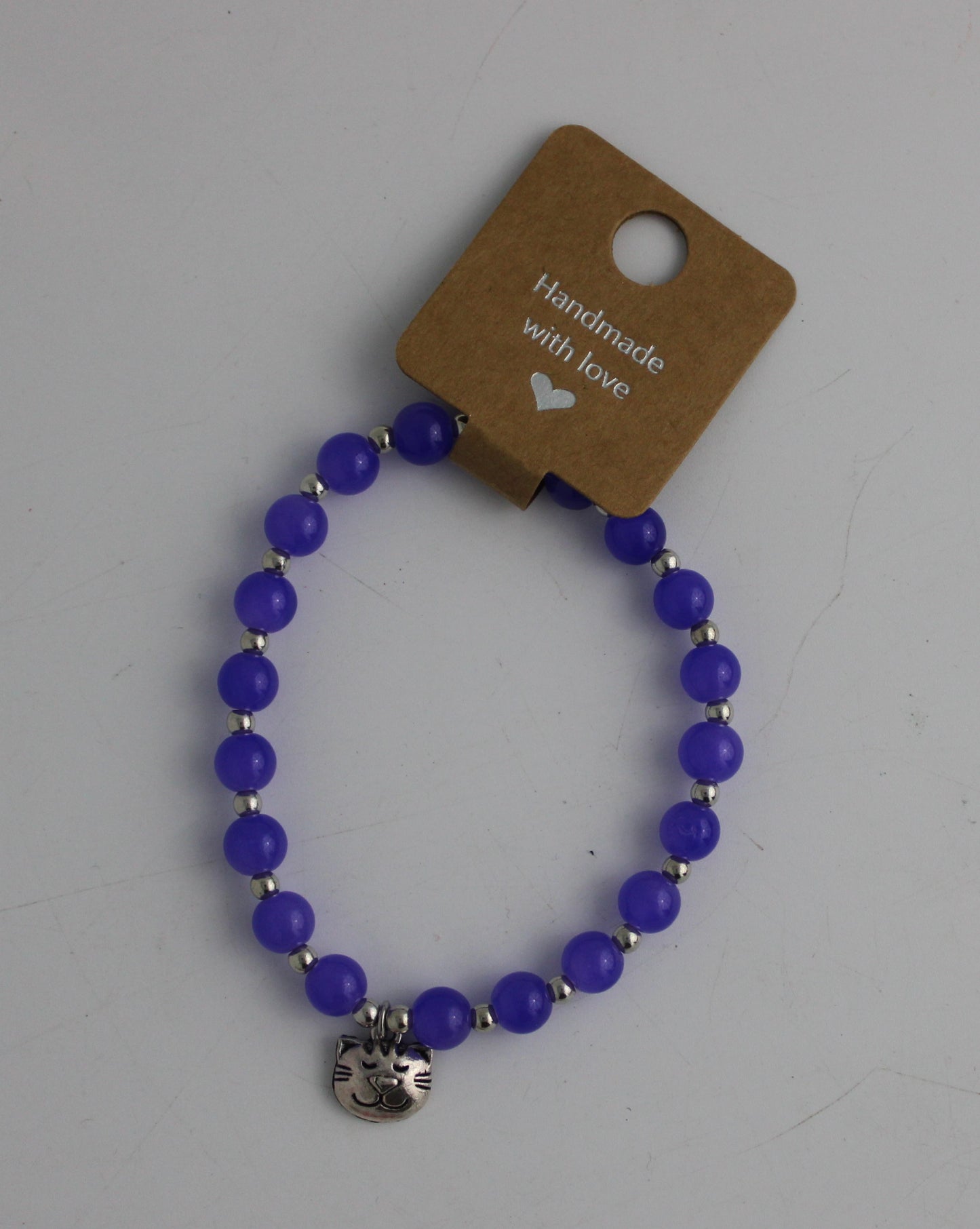 Large Beaded Bracelet with Cat Charm