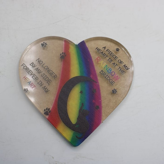 Rainbow Bridge Acrylic Heart Plaque