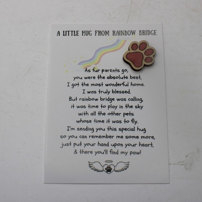 Rainbow Bridge Pocket Hug Message and Paw