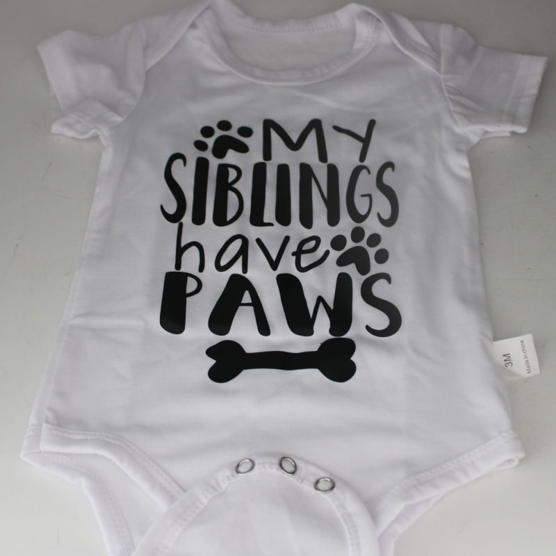 Baby Short Sleeved Romper My Siblings Have Paws