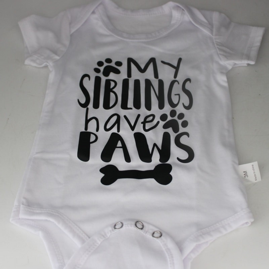 Baby Short Sleeved Romper My Siblings Have Paws