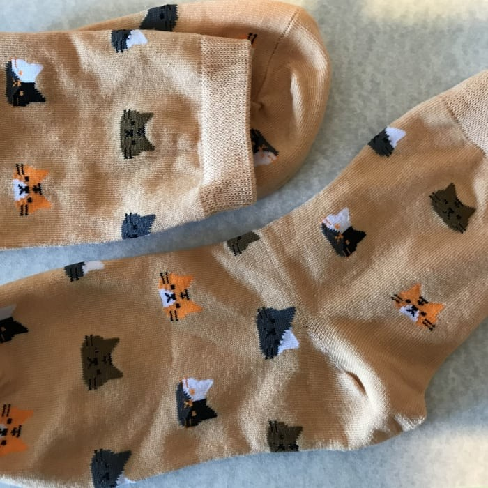 Short Sock with Cats Heads