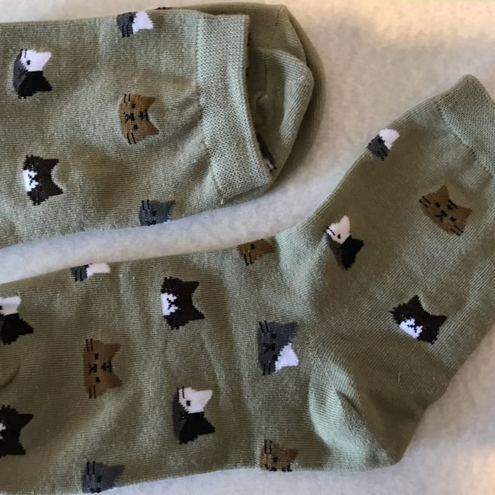 Short Sock with Cats Heads