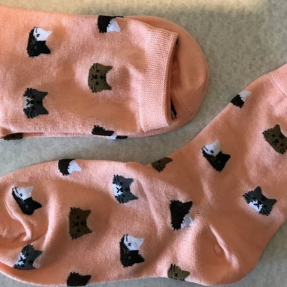 Short Sock with Cats Heads