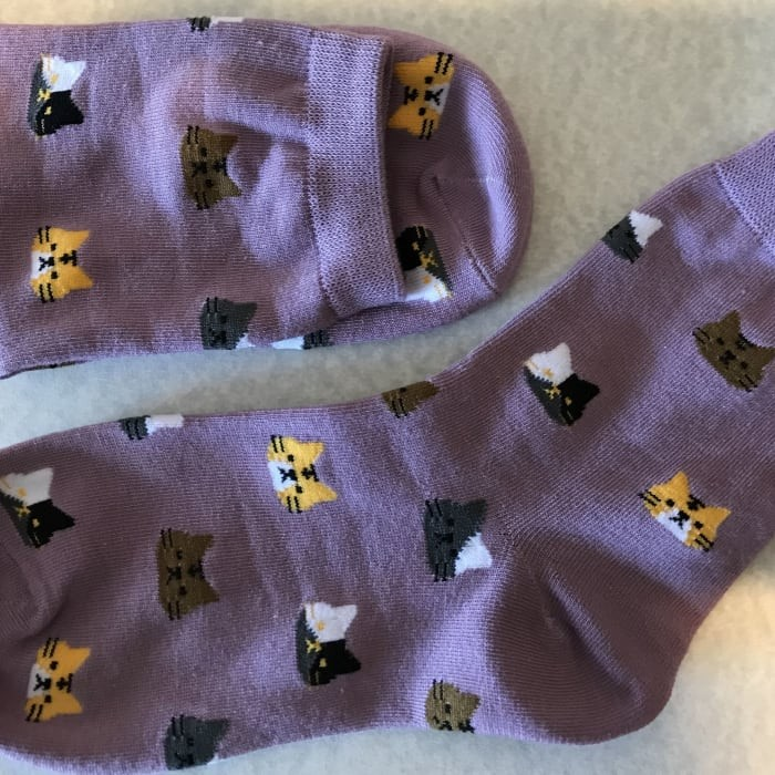 Short Sock with Cats Heads