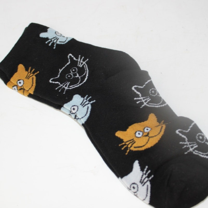 Ankle Sock with Cat Faces