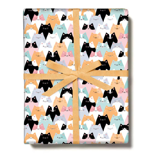 Gift Wrap with Rows of Cats for Him or Her